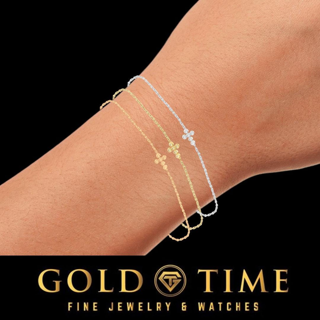 Diamond Cross Bracelet - Sterling Silver, Gold Plated Silver, or Rose Plated Silver - Elegant & Meaningful Jewelry Gift