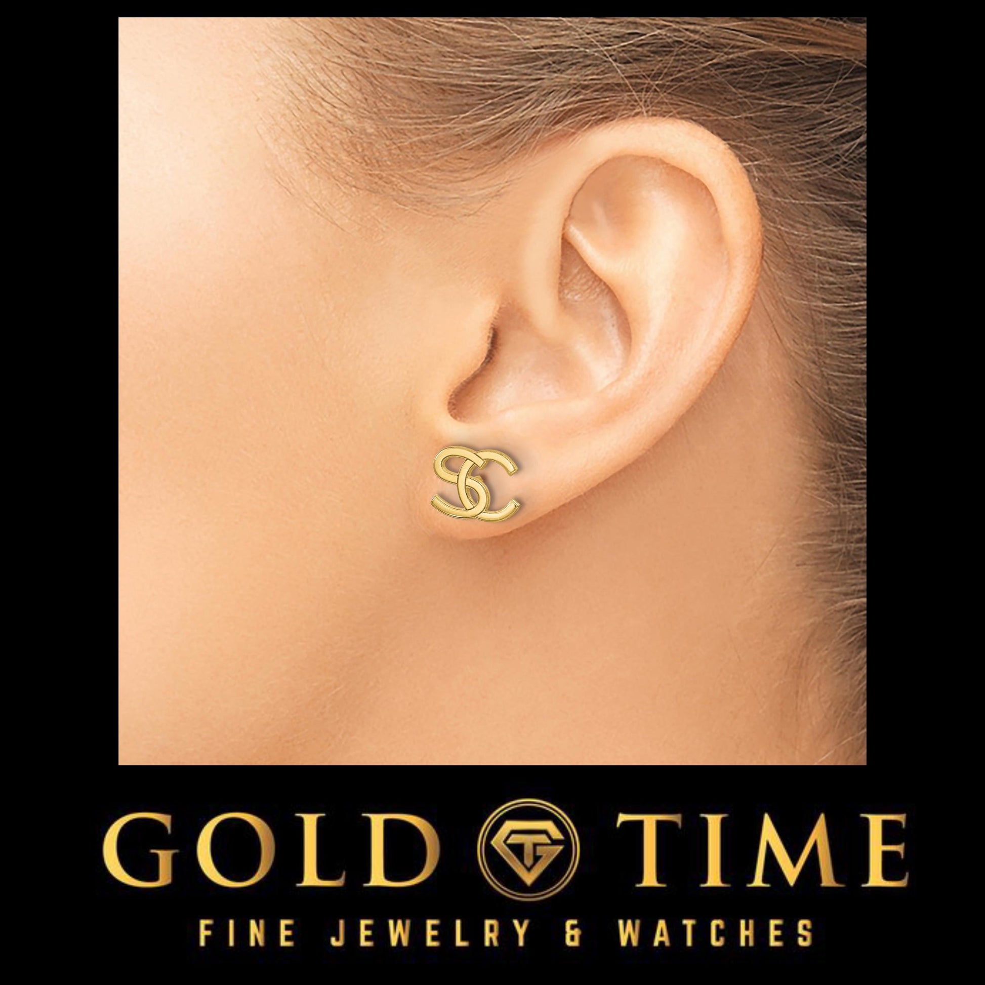 Personalized Interlocking Initial Earrings - Custom Monogram Jewelry - Sterling Silver, 10K & 14K Gold - Yellow, White, or Rose