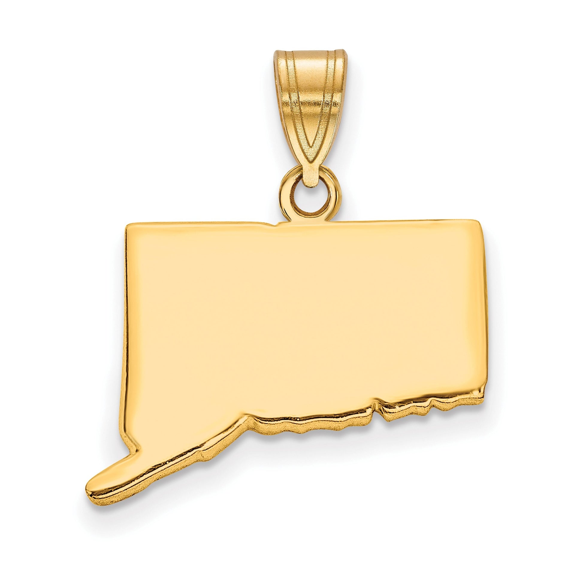 Personalized Connecticut Pendant Sterling Silver (Gold Plated/Silver) / 14k Gold (White/Yellow) w/ Laser Engraving - Front & Back