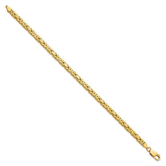 10K Yellow Gold Byzantine Chain Bracelet for Men and Women - 7- or 8-Inches Length -  Polished Solid Gold with Lobster Clasp