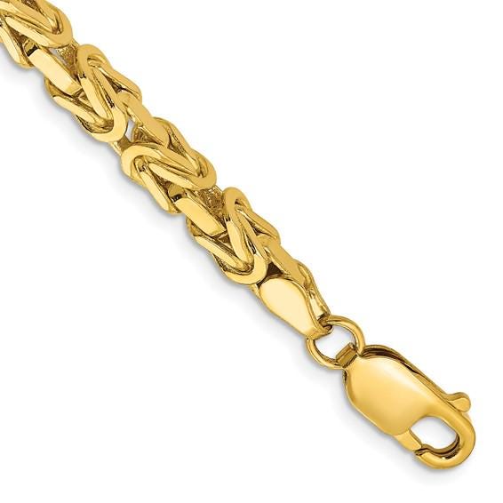 10K Yellow Gold Byzantine Chain Bracelet for Men and Women - 7- or 8-Inches Length -  Polished Solid Gold with Lobster Clasp