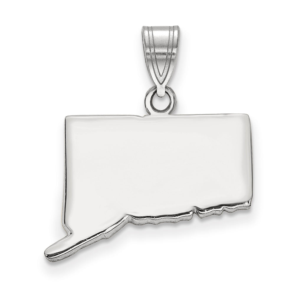 Personalized Connecticut Pendant Sterling Silver (Gold Plated/Silver) / 14k Gold (White/Yellow) w/ Laser Engraving - Front & Back