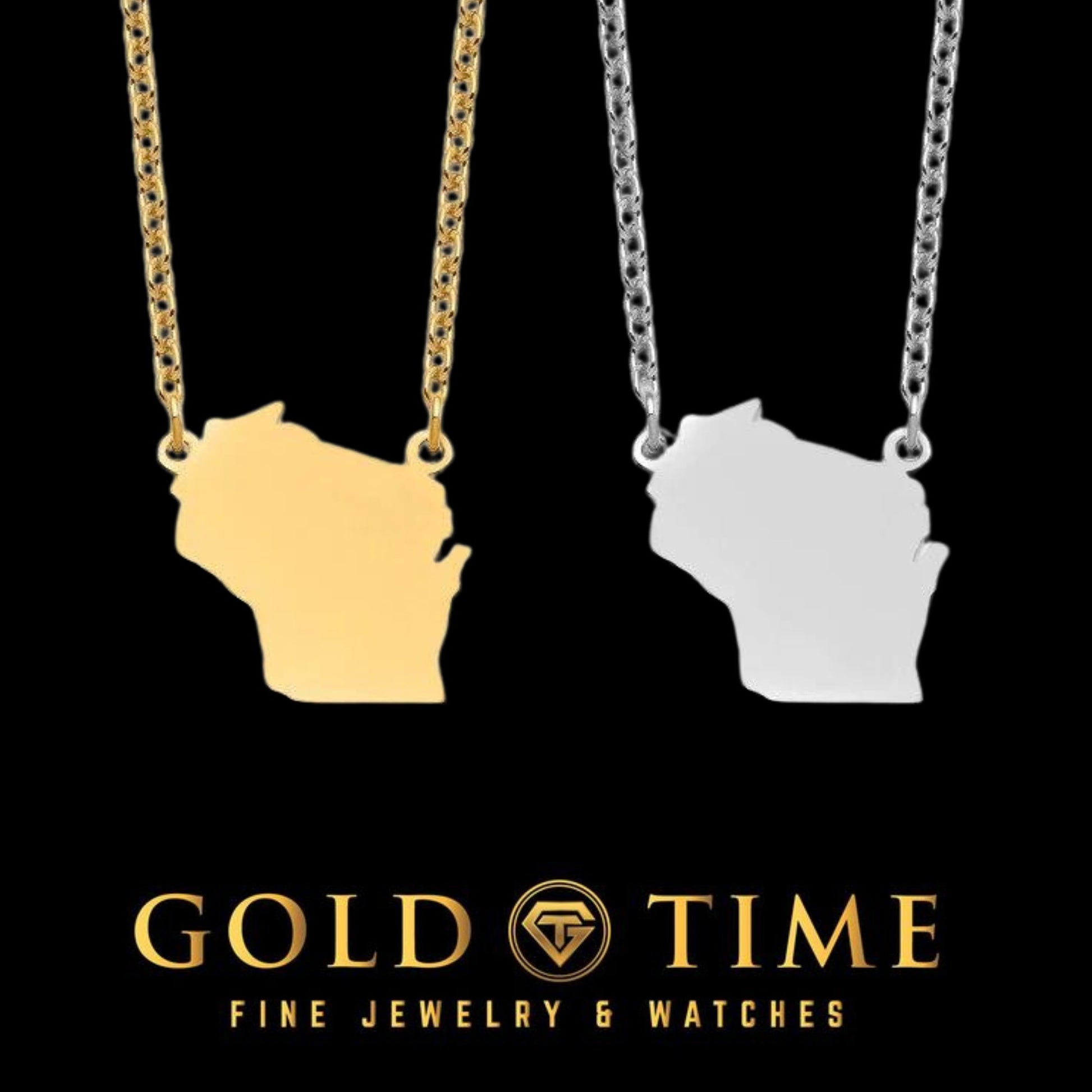 Custom Wisconsin State Pendant Necklace in Sterling Silver or 14k Gold, Engravable State Shape Charm, Personalized Jewelry Gift