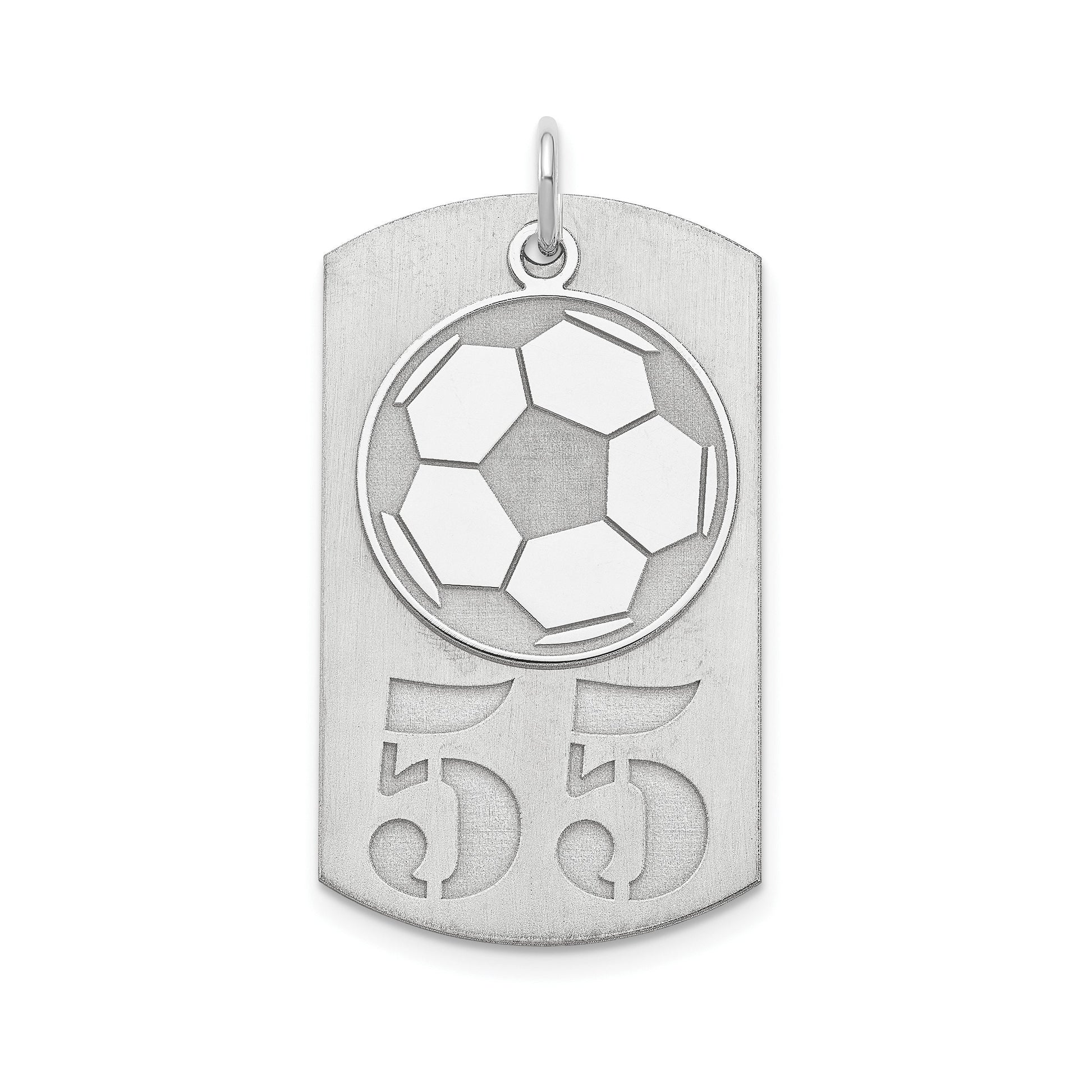Soccer Dog Tag Charms with Number & Dangling Soccer Ball - Futbol Personalized Sterling Silver/Sterling Silver Gold-Plated 2-piece