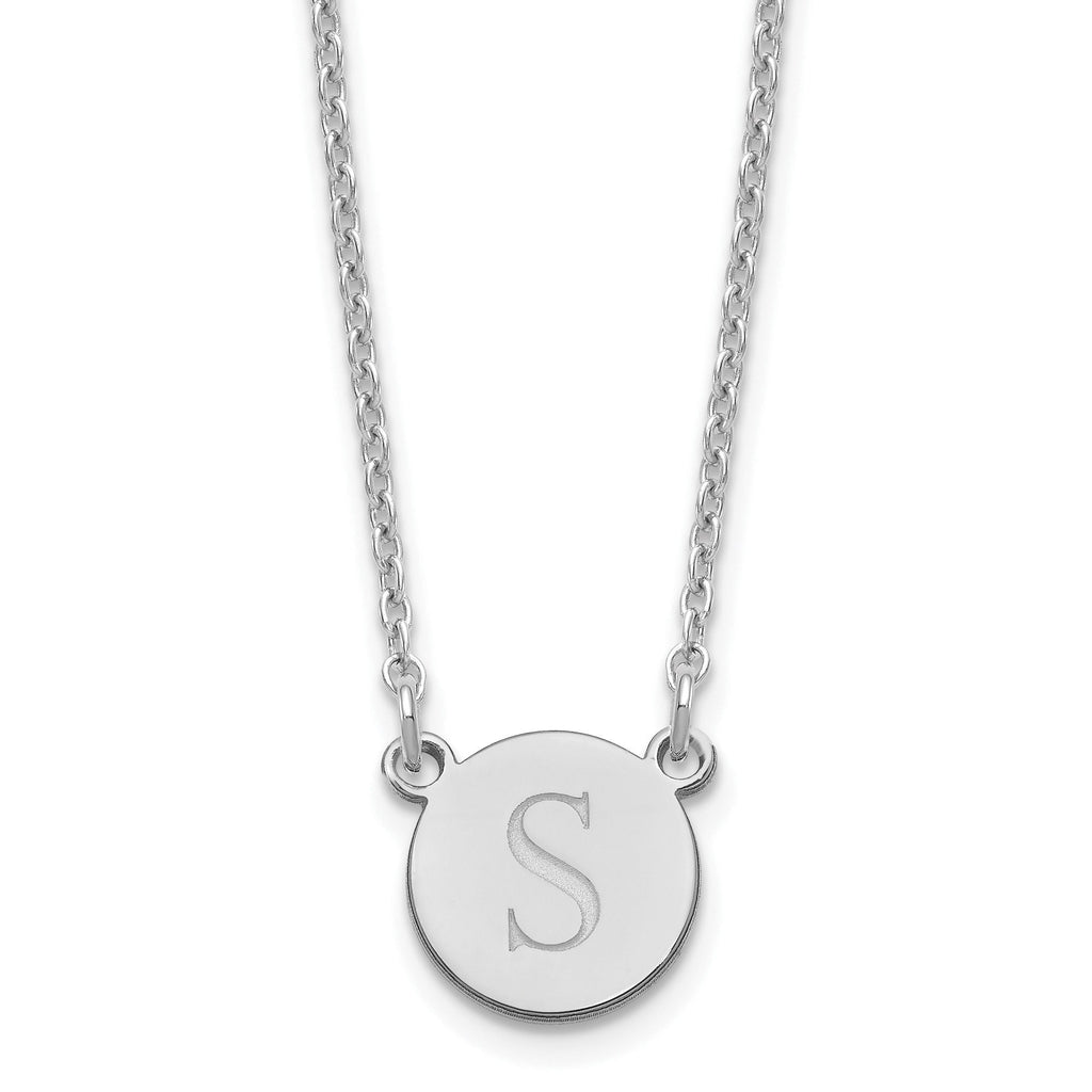Custom Handmade Dainty Minimalist Initial Circle Block Letter Necklace - 16, 18 or 20 IN - Sterling Silver, 10K, 14K - Yellow, White, Rose