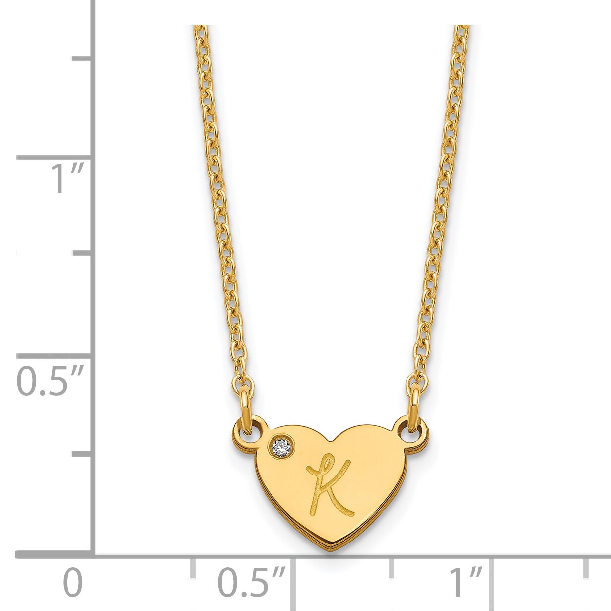 Custom Handmade Dainty Minimalist Initial Heart with Diamond Necklace - 16, 18 or 20 IN - Sterling Silver, 10K, 14K - Yellow, White, Rose