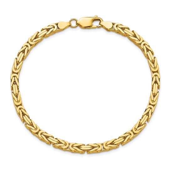 10K Yellow Gold Byzantine Chain Bracelet for Men and Women - 7- or 8-Inches Length -  Polished Solid Gold with Lobster Clasp