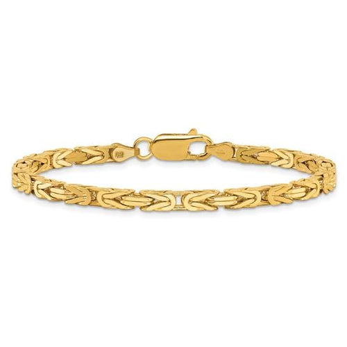 10K Yellow Gold Byzantine Chain Bracelet for Men and Women - 7- or 8-Inches Length -  Polished Solid Gold with Lobster Clasp