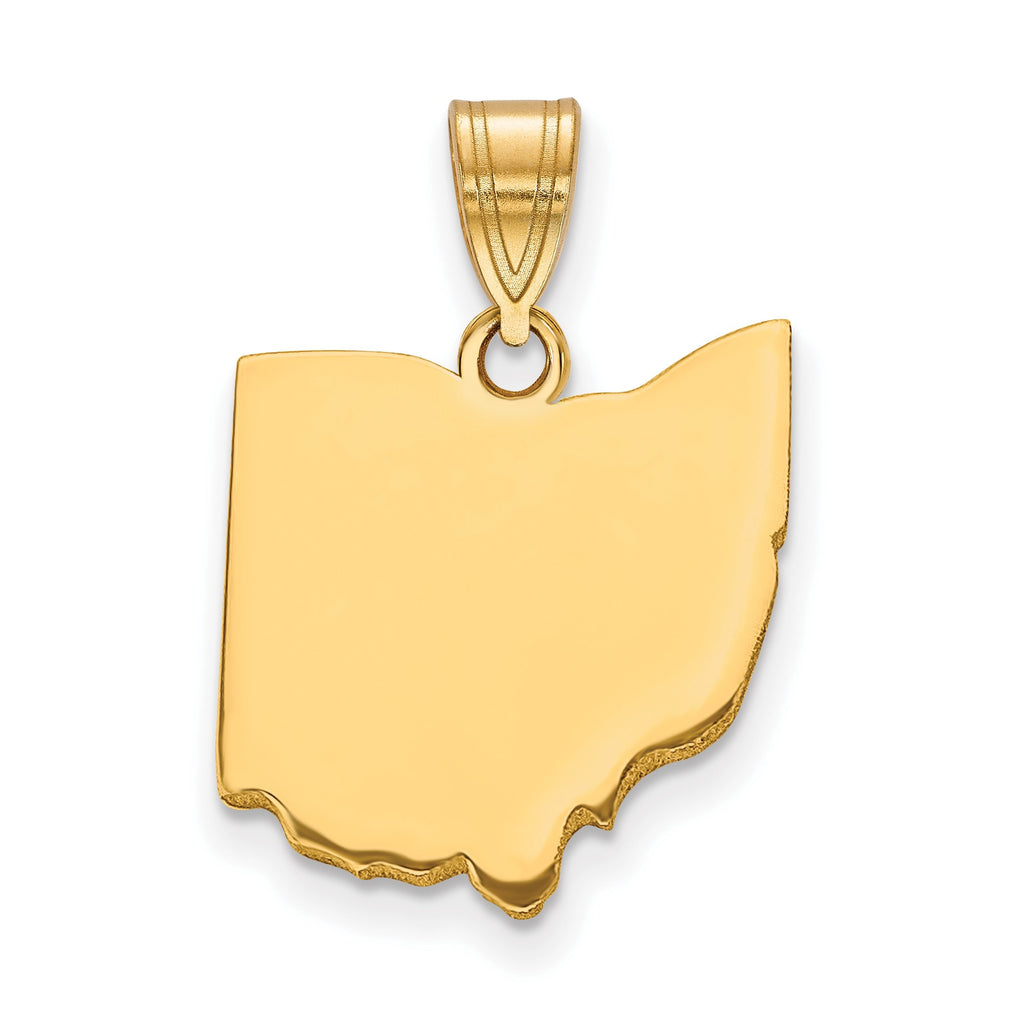 Personalized Ohio Pendant Sterling Silver (Gold Plated/Silver) /10k Rose Gold/ 14k Gold (White/Yellow) w/ Laser Engraving - Front & Back