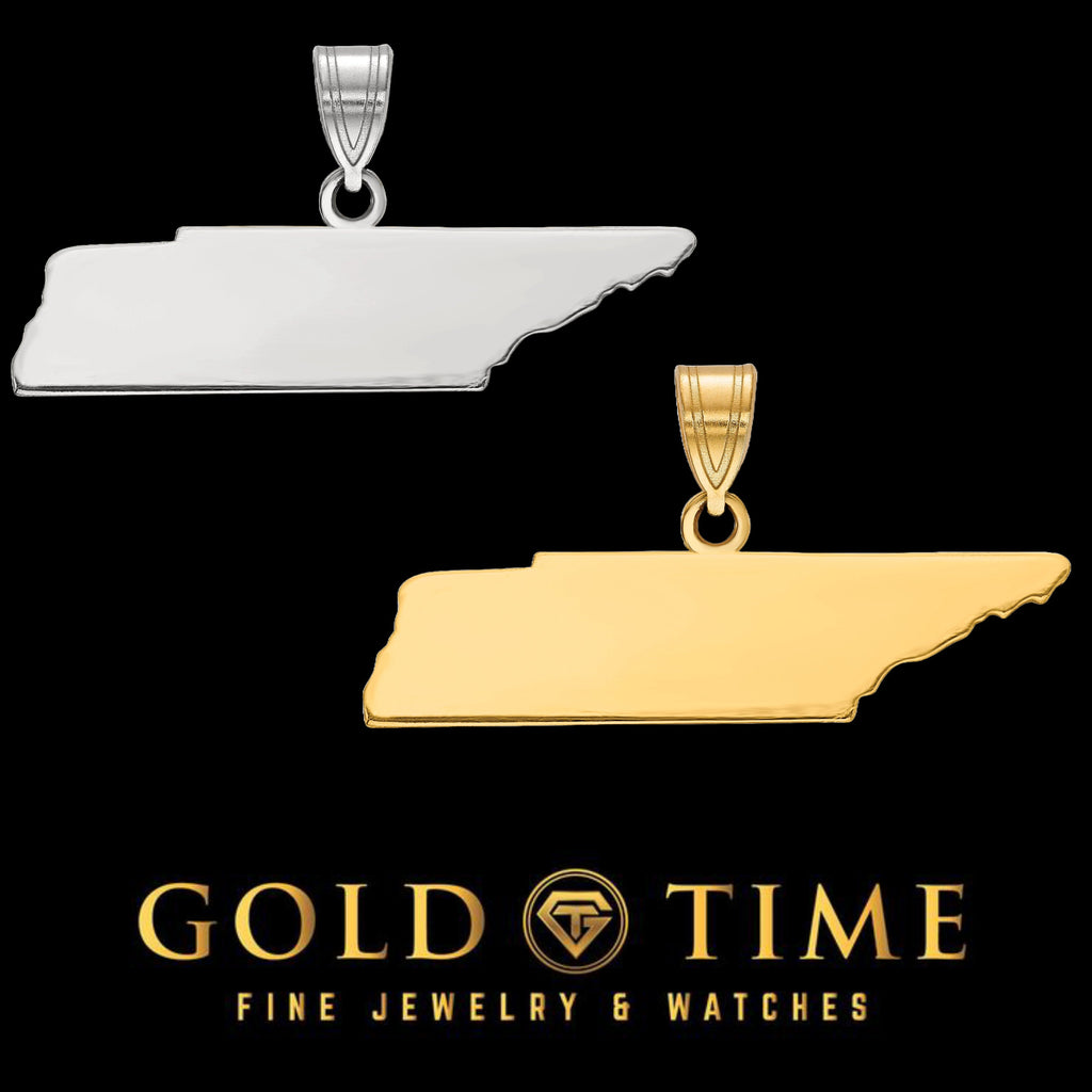 Personalized Tennessee State Pendant Necklace – Customizable in Sterling Silver, Gold, or 14k White/Yellow Gold - Laser Engraving