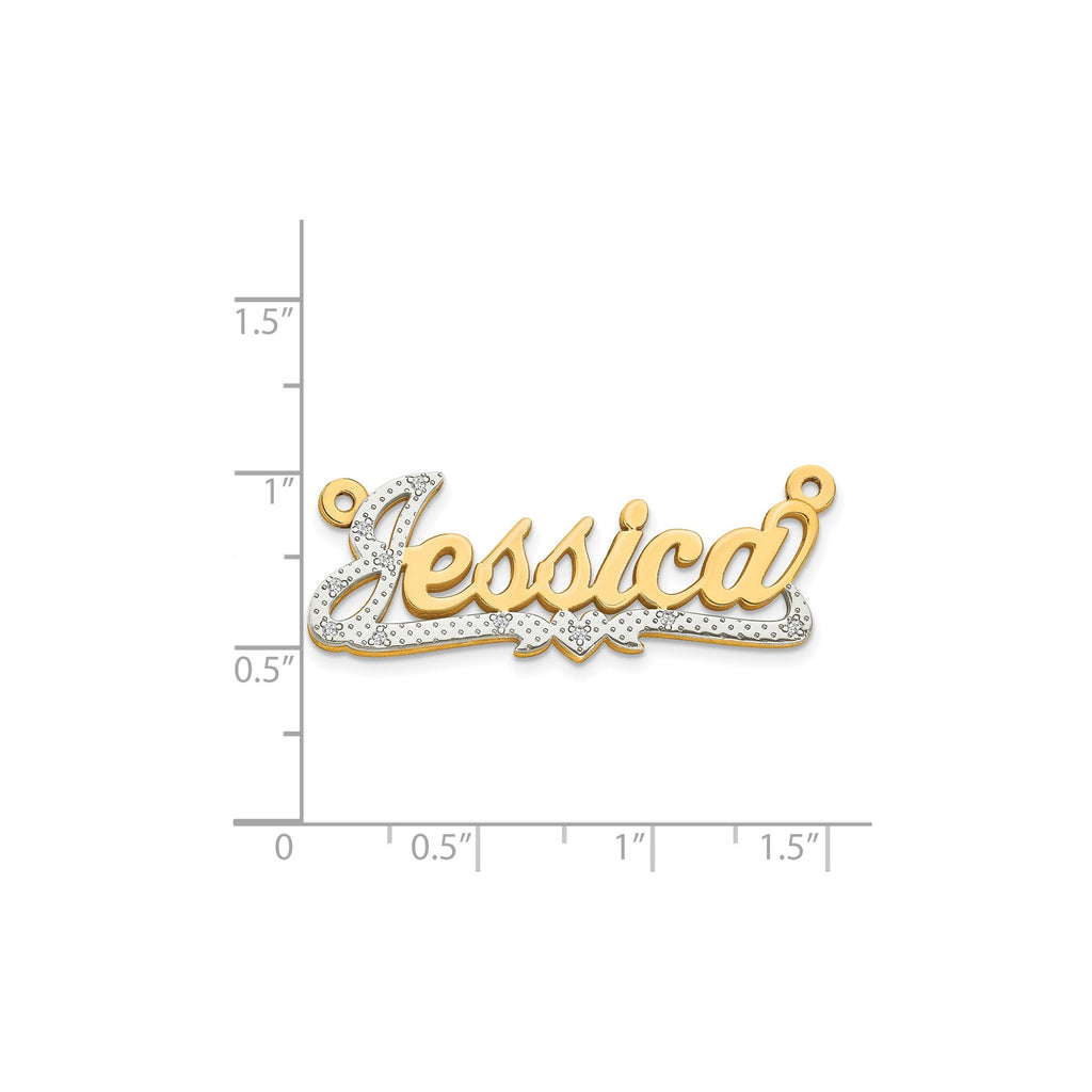 Custom Gold Name Necklace – 10K or 14K Two-Tone Gold Nameplate Pendant with Diamonds, Personalized Jewelry Gift