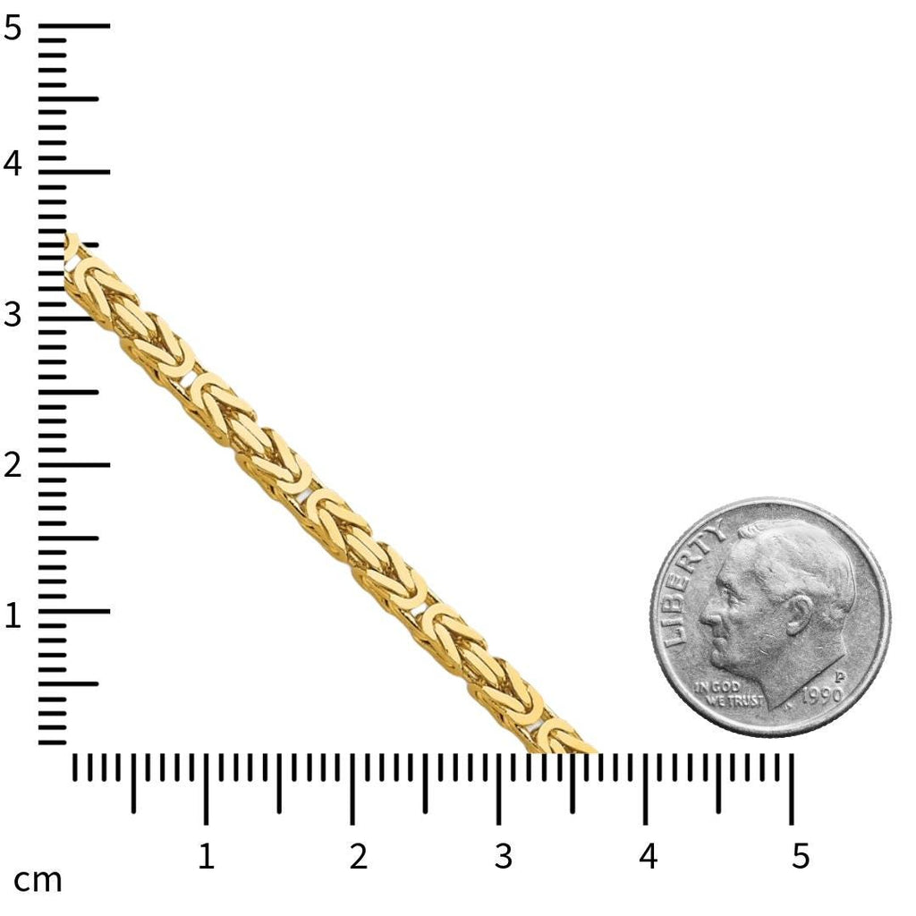 10k Solid Yellow Gold 4 mm Byzantine Chain Necklace and Bracelet- Available in multiple lengths