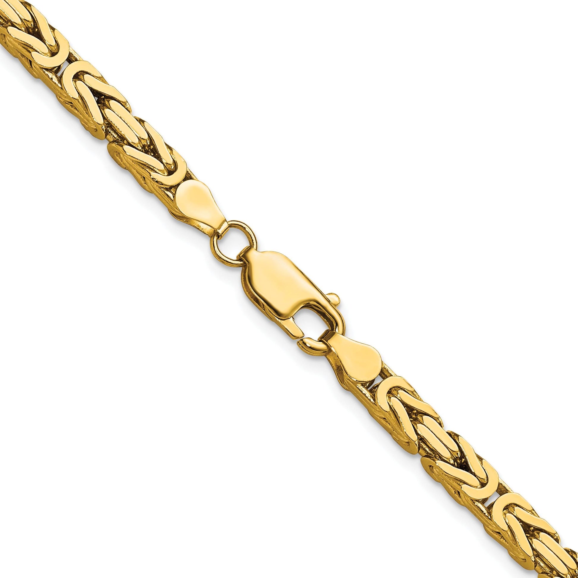 10k Solid Yellow Gold 4 mm Byzantine Chain Necklace and Bracelet- Available in multiple lengths