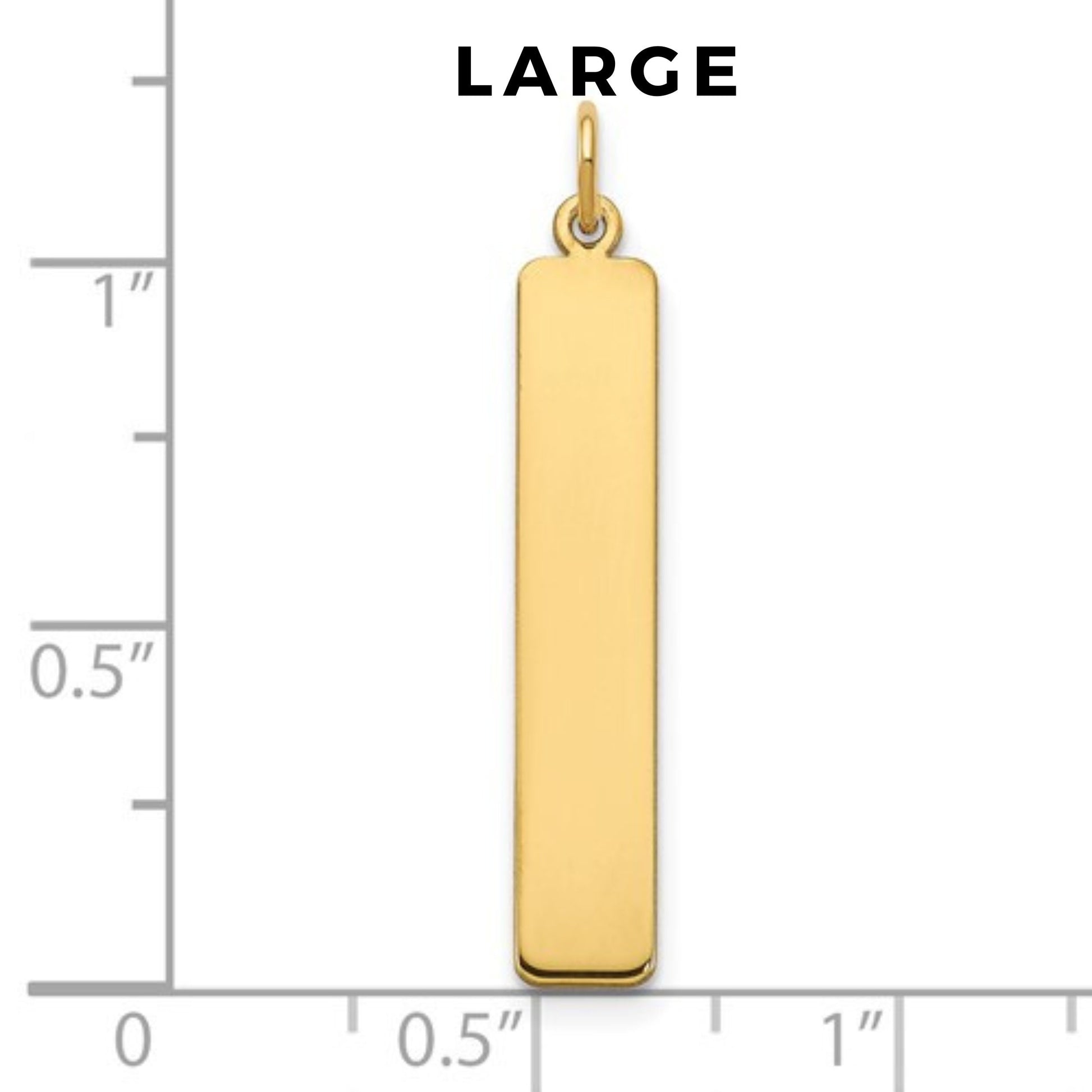 Engravable Personalized Solid 10k Gold, 14k Gold, or .925 Sterling Silver Rectangular with Curved Edges Bar Charm Pendant Nameplate