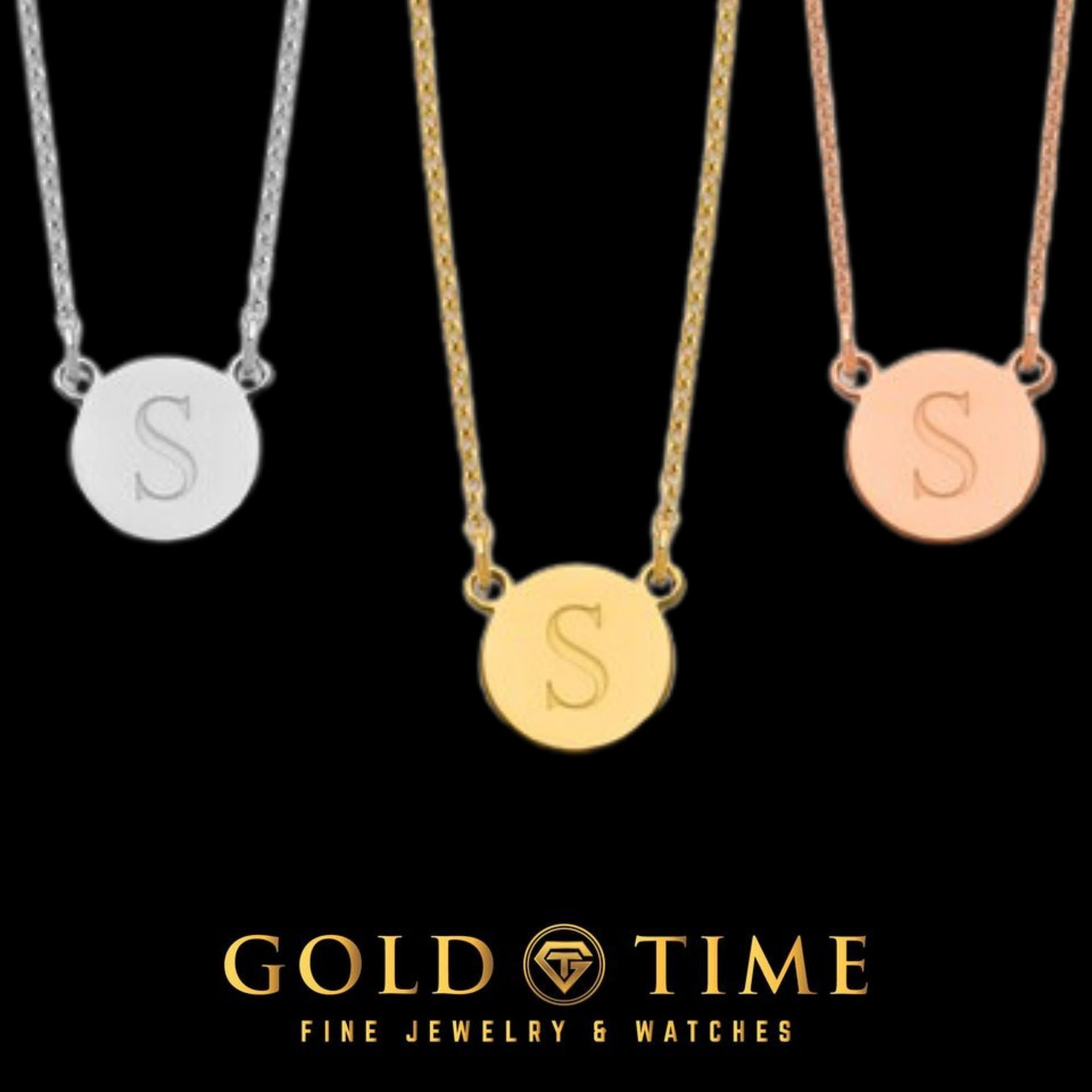 Custom Handmade Dainty Minimalist Initial Circle Block Letter Necklace - 16, 18 or 20 IN - Sterling Silver, 10K, 14K - Yellow, White, Rose