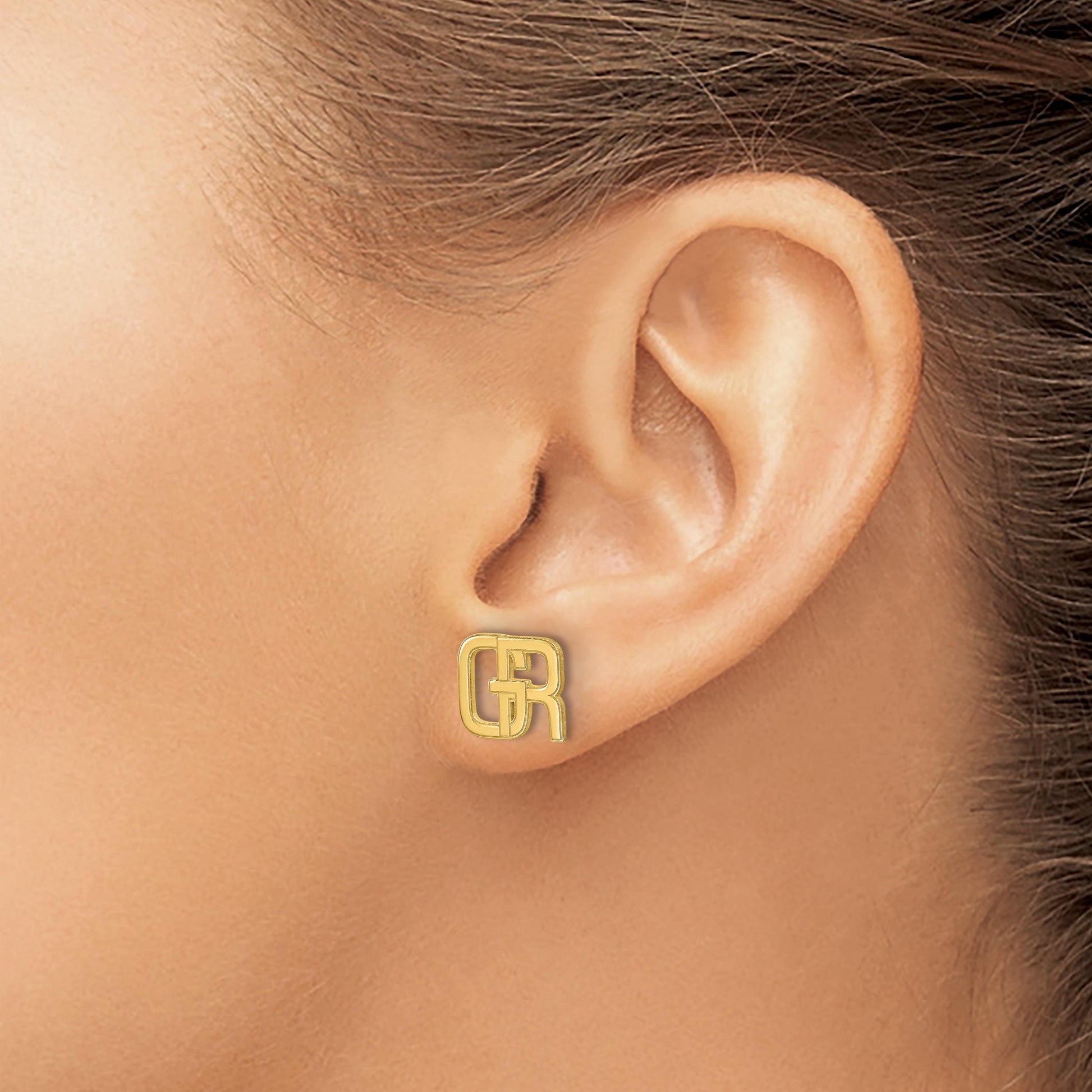 Personalized Interlocking Initial Earrings - Custom Monogram Jewelry - Sterling Silver, 10K & 14K Gold - Yellow, White, or Rose